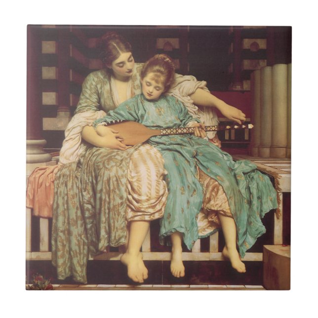 Musiklektion av Lord Frederic Leighton Kakelplatta (Framsidan)