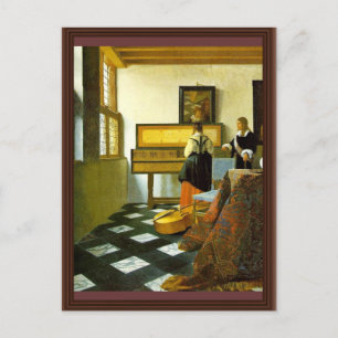 Musiklektionen från Vermeer Van Delft Jan Vykort