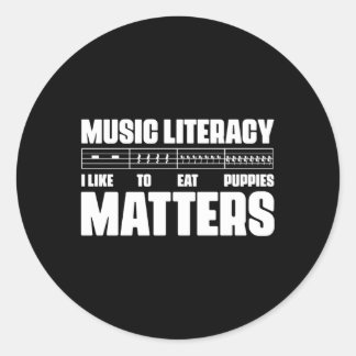 Musiklitteratur är saker som jag tycker om att äta runt klistermärke