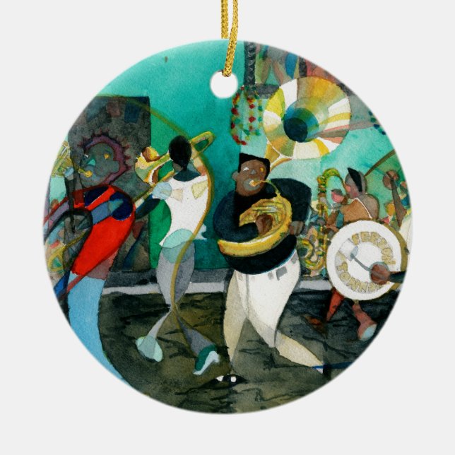 Musikmålning "New Orleans Jazz ", Julgransprydnad Keramik (Framsidan)