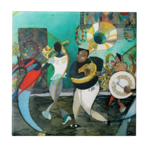 Musikmålning "New Orleans Jazz ", Kakelplatta