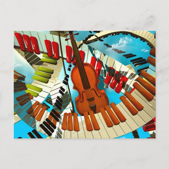 Musikmålningar Piano, elgitarr, jazzsånger Vykort (Framsida)