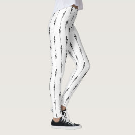 Musikmotiv Smältande Diskantnyckel Svart och Vitt Leggings