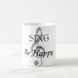 Musikmuggen "sjunga och är lycklig ", kaffemugg