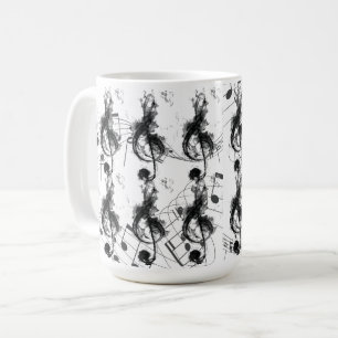 Musiknos, svart- och vit rökeffekt kaffemugg