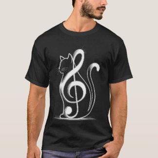 Musiknot Inspirerad Katt Minimalistisk Musik T Shirt