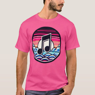 Musiknot över stiliserade moln och solestetik t shirt