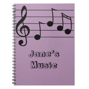 Musiknotation, treble clef and staff anteckningsbok med spiral