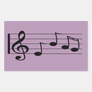 Musiknotation, treble clef and staff rektangulärt klistermärke