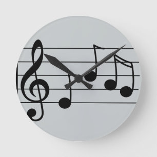 Musiknotation, treble clef and staff rund klocka
