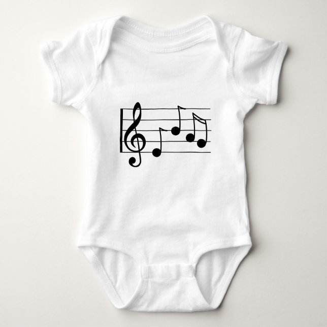 Musiknotation treble clef och personal t-shirt (Framsida)