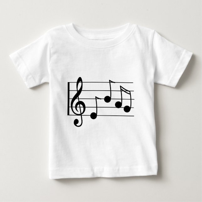 Musiknotation treble clef och personal t shirt (Framsida)