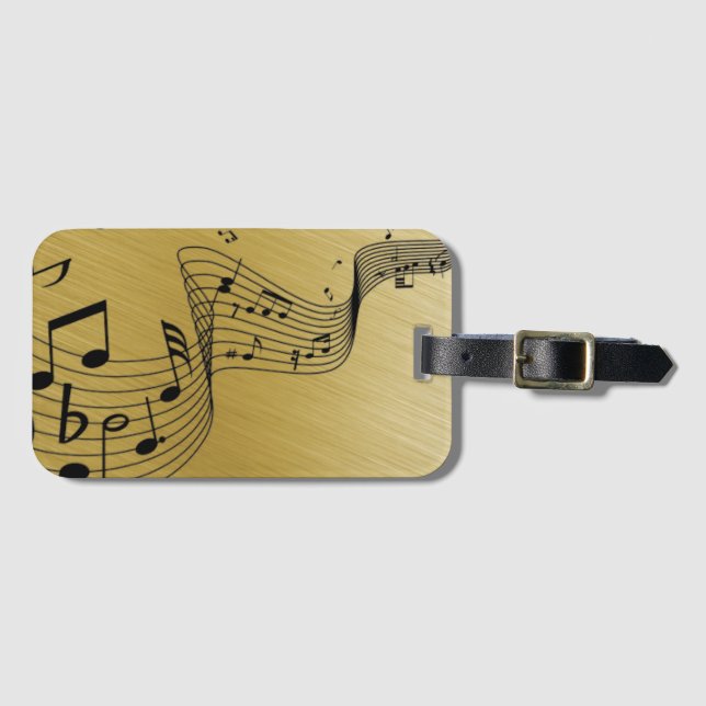 Musiknoter Borstat Guld  Bagagebricka (Framsida horisontal)