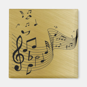 Musiknoter Borstat Guld Magnet