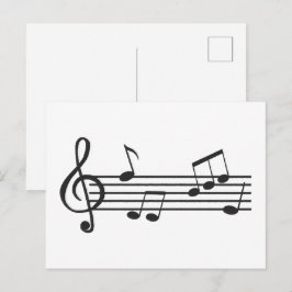Musiknoter clipart, diskantnyckel doodle vykort