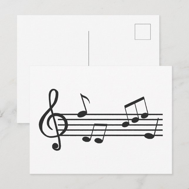 Musiknoter clipart, diskantnyckel doodle  vykort (Fram/baksida)