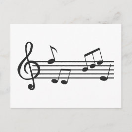 Musiknoter clipart, diskantnyckel doodle vykort