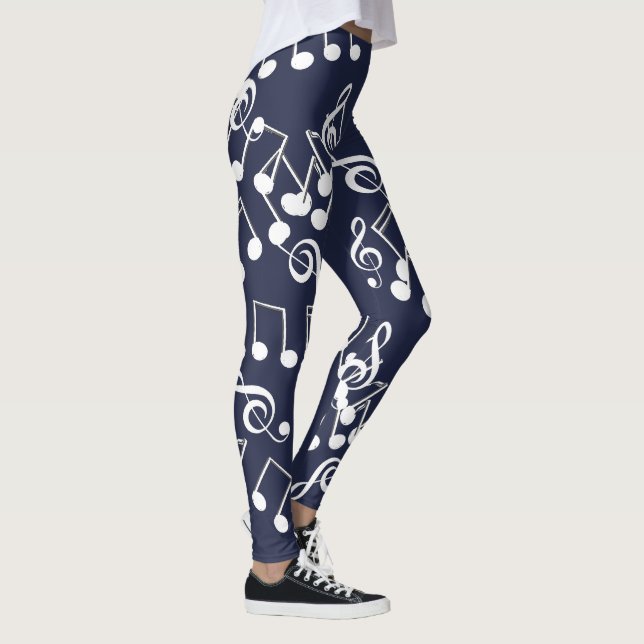Musiknoter Diskantnyckel Mönster Leggings (Höger)