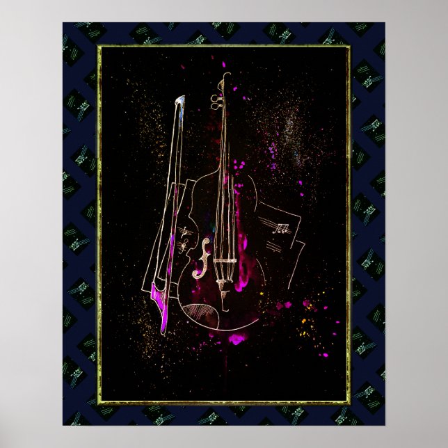 Musiknoter och kontrabas poster (Framsidan)