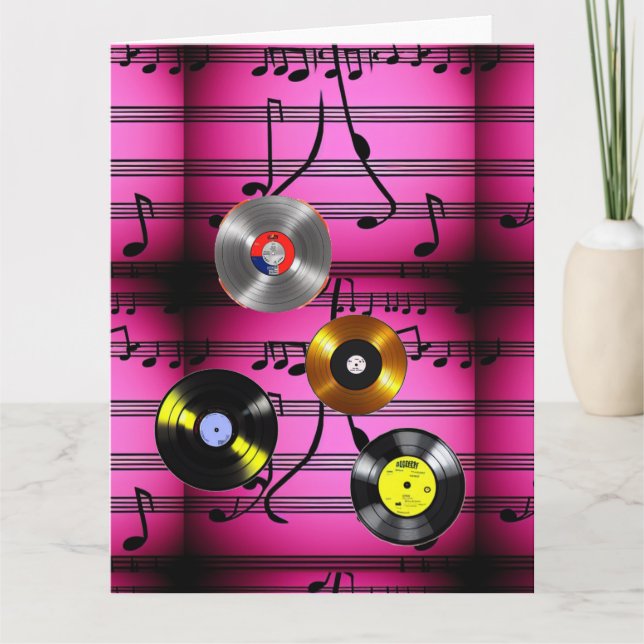 Musiknoter och skivor kort (Framsida)