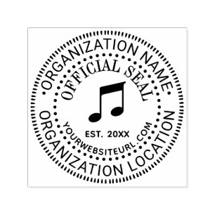 Musiknoter Officiellt sigill Namn Plats URL Estd D Självfärgande Stämpel