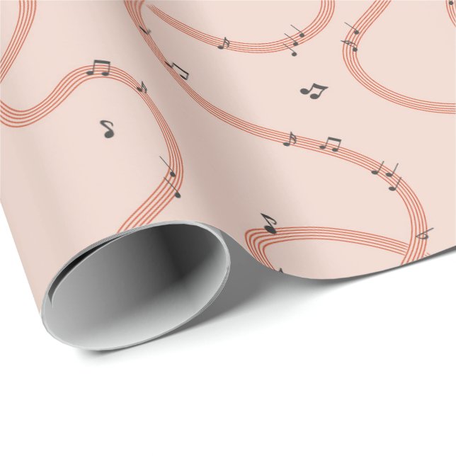 Musiknotstecken ytterligare Rosa Presentpapper (Rullad Hörn)
