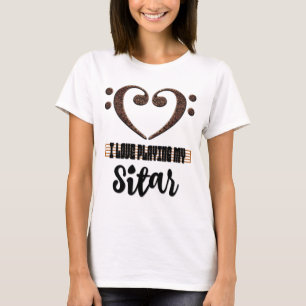 Musiknyckel Hjärtat Jag älskar att spela min Sitar T Shirt