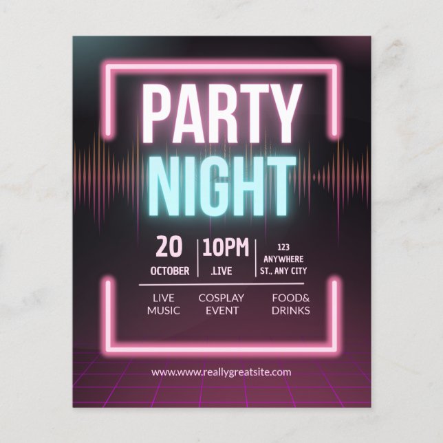Musikparty Inbjudan, Party Night Flyer (Framsidan)