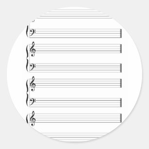 Musikpersonal och staves runt klistermärke