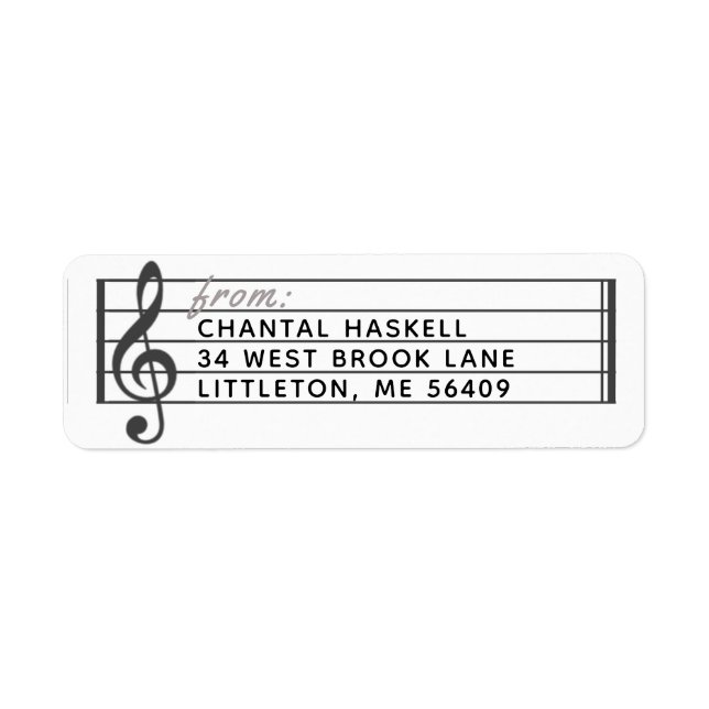 Musikpersonal Treble Clef Musical Returadress Etikett (Framsidan)