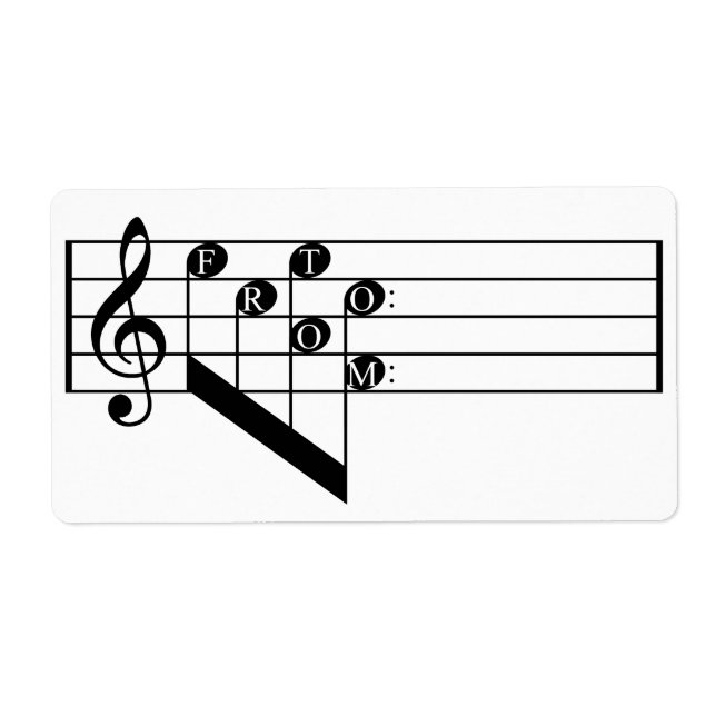 Musikpersonalens treble Clef to from Notes Gift Mä Fraktsedel (Framsidan)