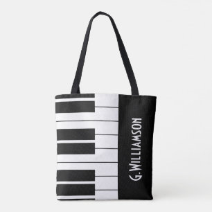Musikpiano Nycklar Lägg till ditt namn Tygkasse