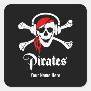 Musikpiratskalle Fyrkantigt Klistermärke