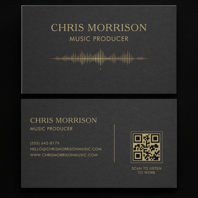 Musikproducent Svart Guld QR-kod Visitkort (Skapare uppladdad)