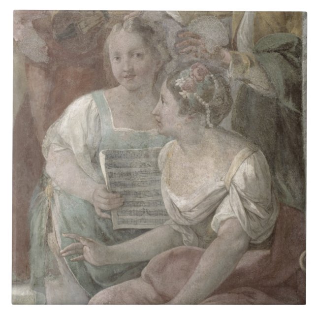 Musikrum (frescoen) (specificera av 60259), kakelplatta (Framsidan)