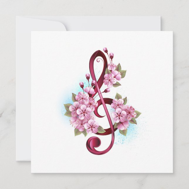 Musiksaxlar med saxblommor anteckningskort (Framsida)