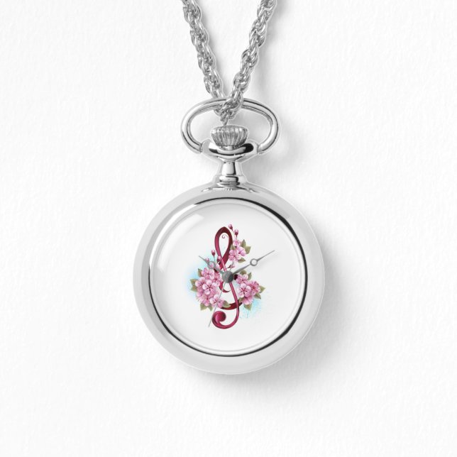 Musiksaxlar med saxblommor armbandsur (Framsida)