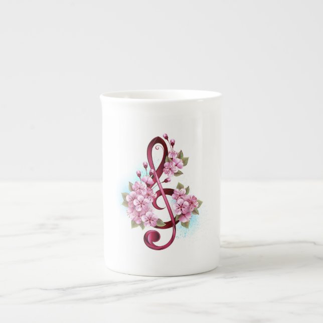 Musiksaxlar med saxblommor benporslin mugg (Framsidan)