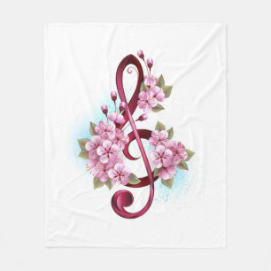 Musiksaxlar med saxblommor fleecefilt