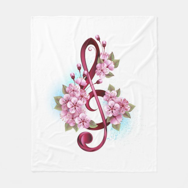 Musiksaxlar med saxblommor fleecefilt (Framsidan)