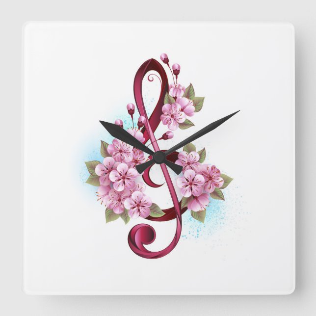 Musiksaxlar med saxblommor fyrkantig klocka (Framsida)