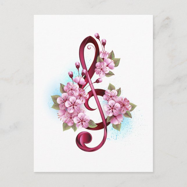 Musiksaxlar med saxblommor inbjudan vykort (Framsida)