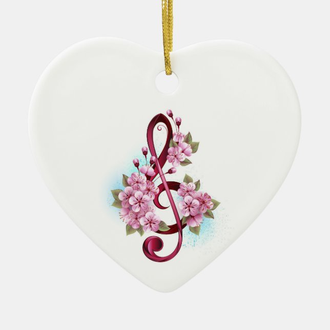 Musiksaxlar med saxblommor julgransprydnad keramik (Framsidan)