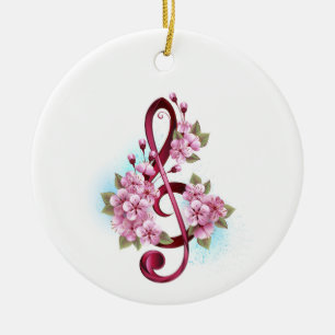 Musiksaxlar med saxblommor julgransprydnad keramik