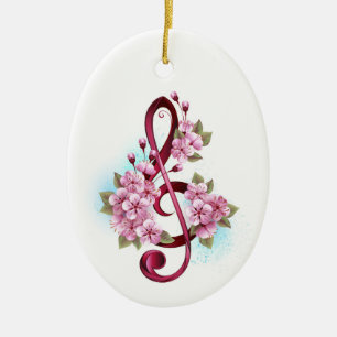 Musiksaxlar med saxblommor julgransprydnad keramik
