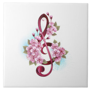 Musiksaxlar med saxblommor kakelplatta