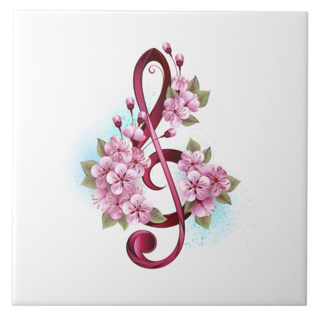 Musiksaxlar med saxblommor kakelplatta (Framsidan)