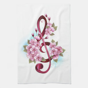 Musiksaxlar med saxblommor kökshandduk