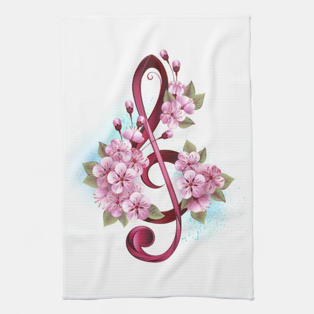 Musiksaxlar med saxblommor kökshandduk (Vertikal)