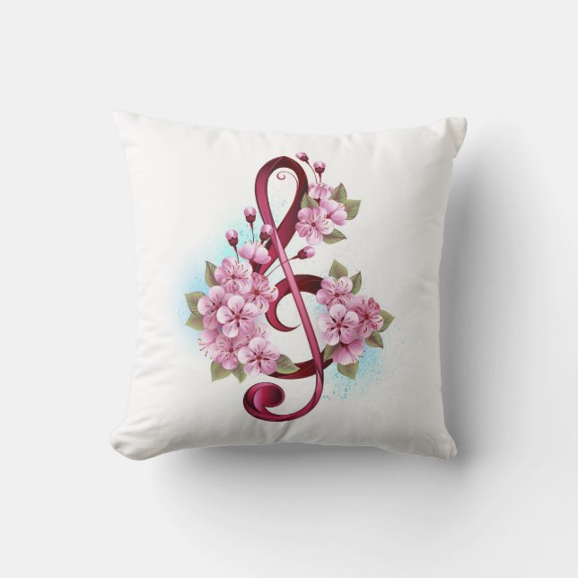 Musiksaxlar med saxblommor kudde (Framsida)